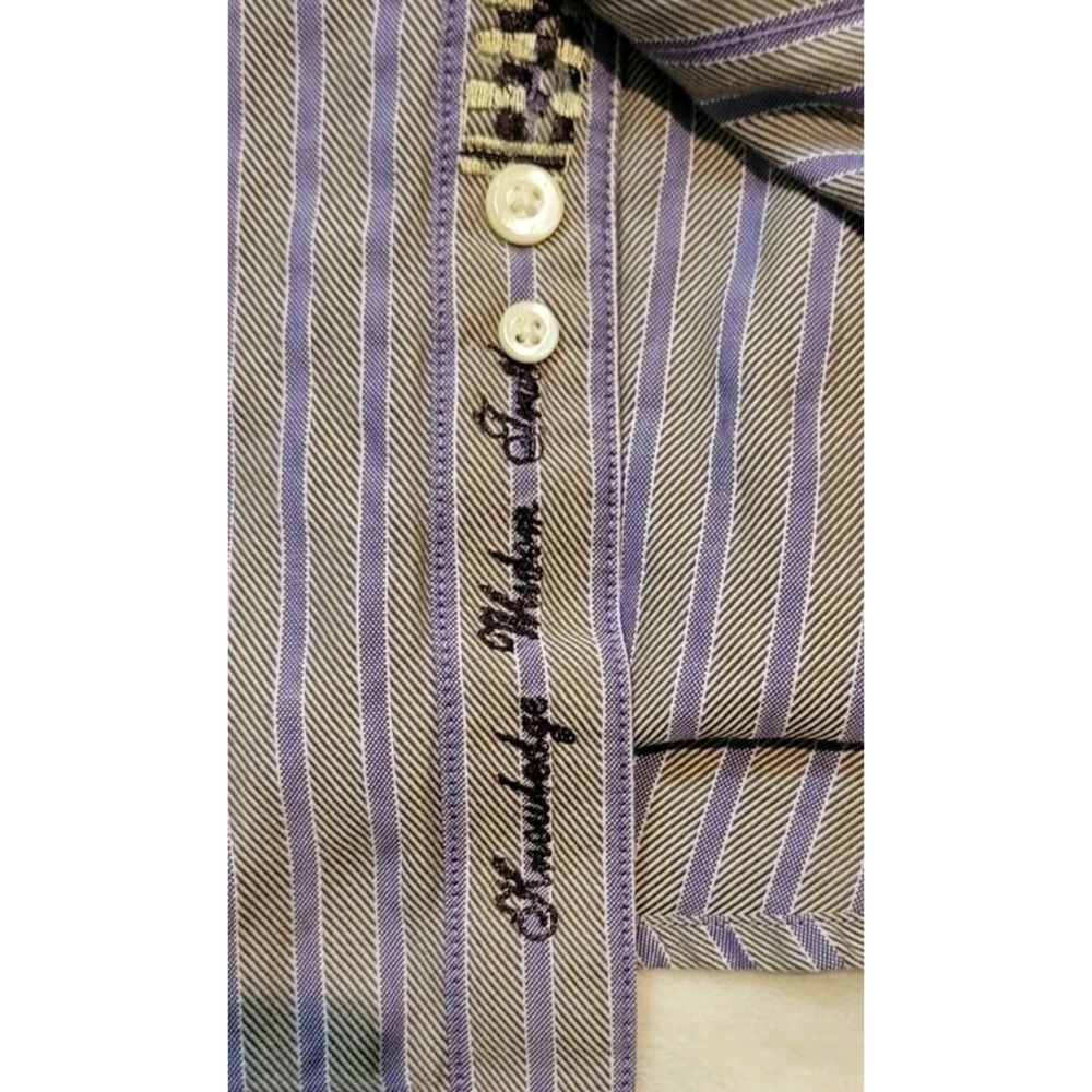 ROBERT GRAHAM MENS FLIP CUFF FLORAL PRINT PURPLE/GREEN LONG SLEEVE SIZE LARGE - Picture 3 of 9
